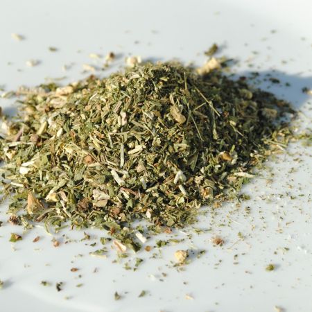 Organic Feverfew Leaf (cut/sifted)